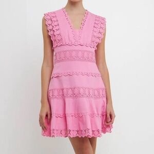 Endless Rose Pink Lace Trim Mini Dress